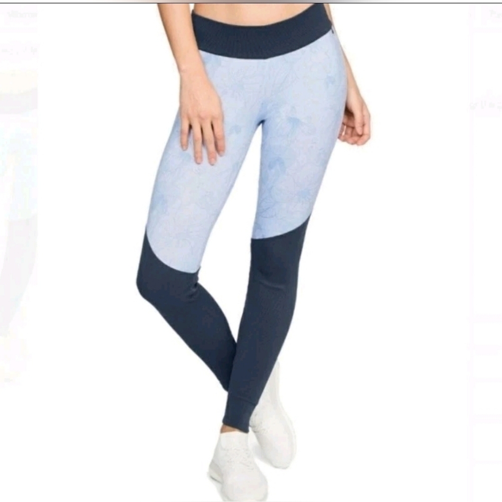 Under Armour Women's UA Unstoppable Ribbed Blue Floral Leggings NWT